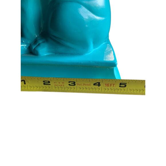 English Bulldog Statue Figurine Aqua Teal Green 8 Inch Figure Dog Decor Book - Picture 9 of 9